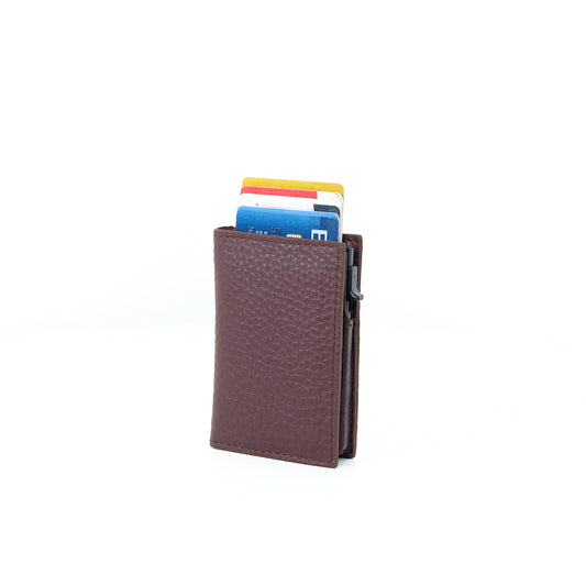 Bagani Card Holder in Grained Plum - Genuine Leather w/ RFID Blocker