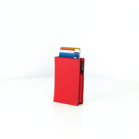 Bagani Card Holder in New Grained Red - Genuine Leather w/ RFID Blocker