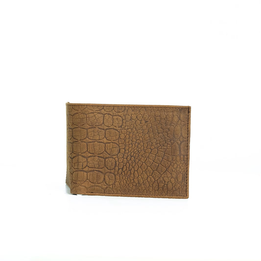 Isagani Bifold Wallet w/ Detachable Card Sleeve in Croco Vintage Tan - Genuine Leather