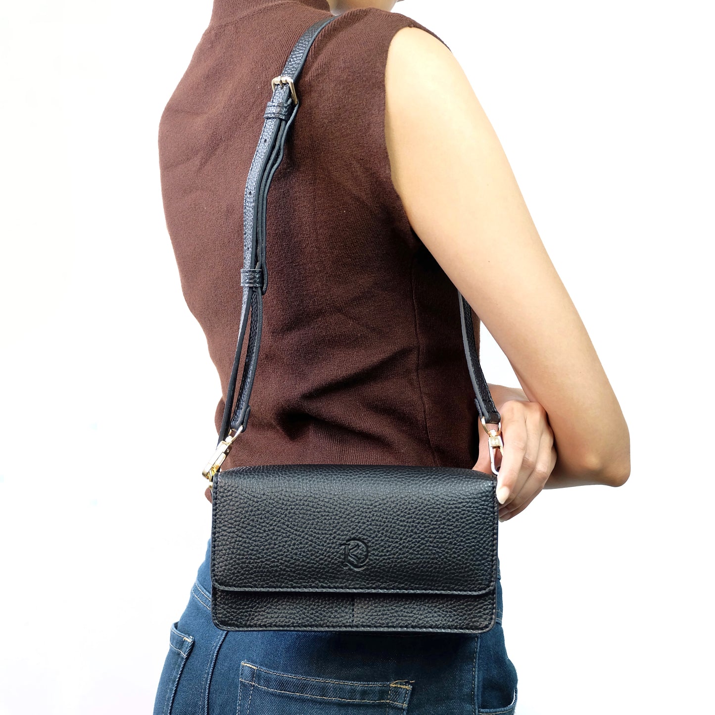 Maricar Multi-use Bag in Grained Black - PU Leather