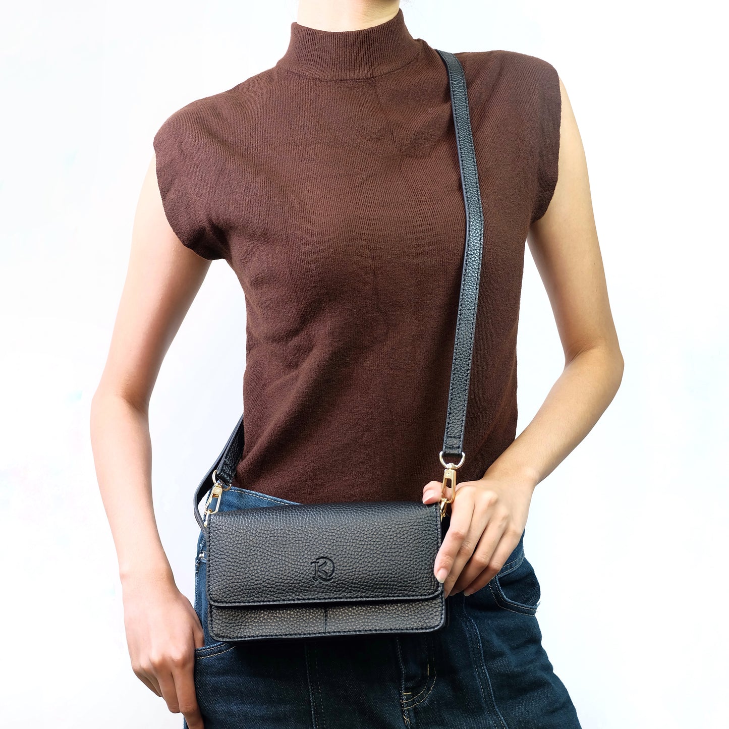Maricar Multi-use Bag in Grained Black - PU Leather