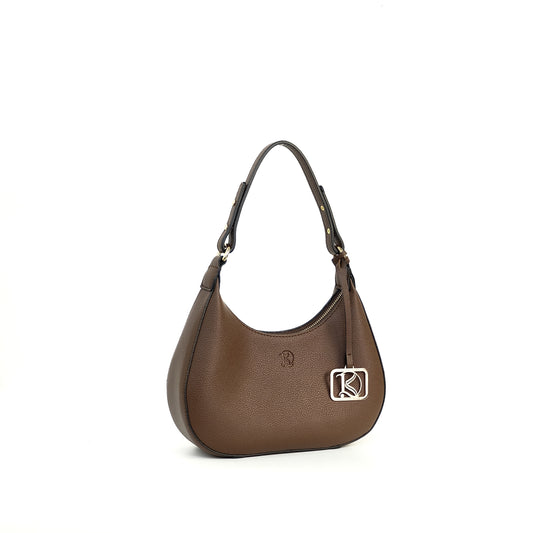 SOL Crescent Hobo Bag in Choco w/ LOGO - PU Leather