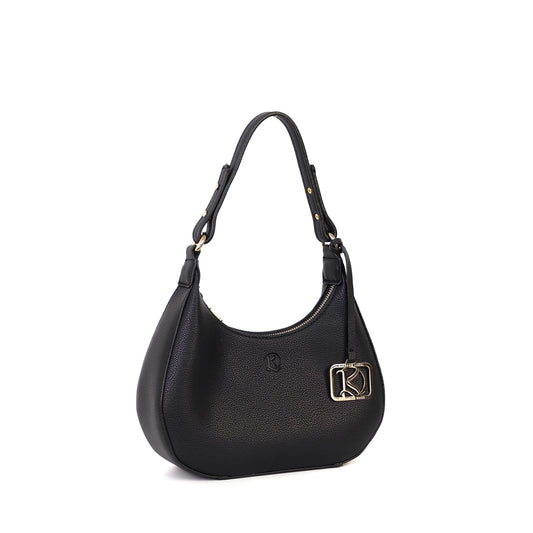 SOL Crescent Hobo Bag in Black w/ LOGO - PU Leather