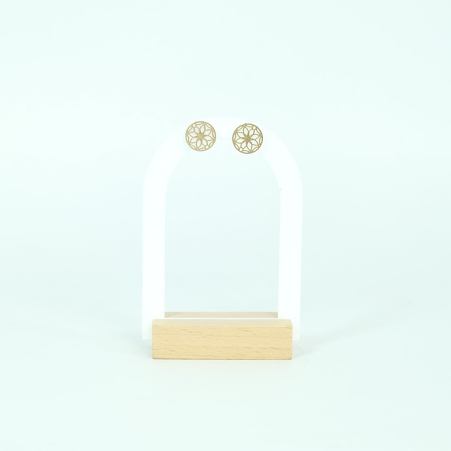 Round Gold-framed Flat Studs - Polymer Clay