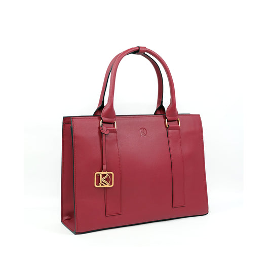 AMIRA 2.0 Laptop Tote Bag in Grained Berry (Gold Hardware) - PU Leather