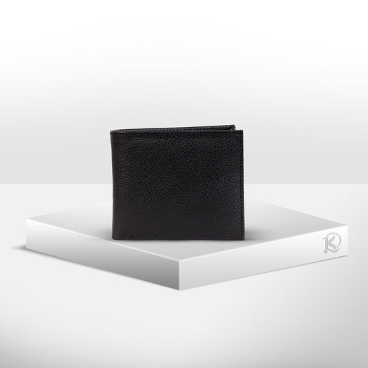 Isagani Bifold Wallet w/ Detachable Card Sleeve in Grained Black - Genuine Leather
