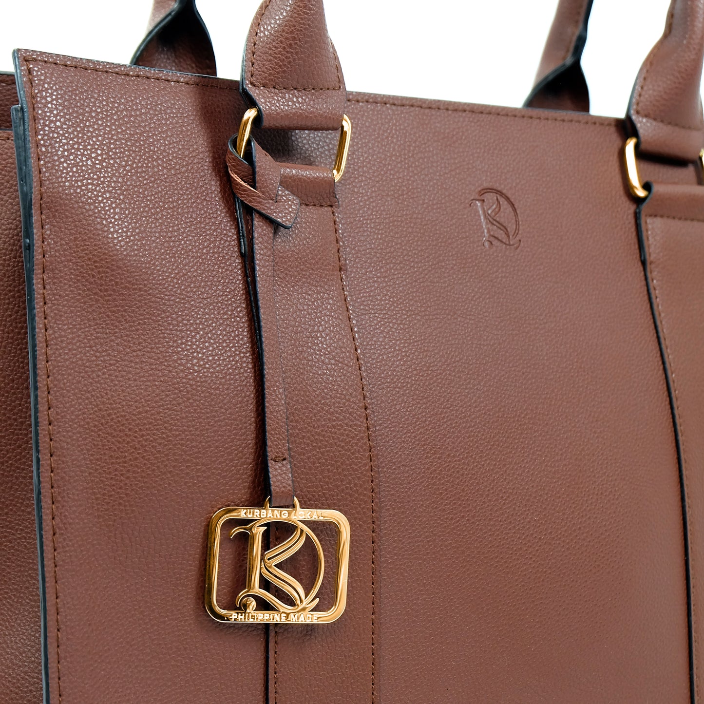 AMIRA 2.0 Laptop Tote Bag in Grained Choco (Gold Hardware) - PU Leather