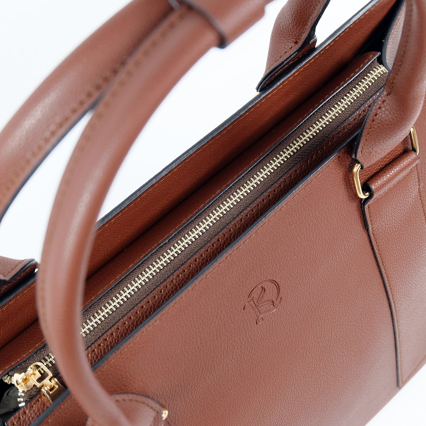 AMIRA 2.0 Laptop Tote Bag in Grained Choco (Gold Hardware) - PU Leather