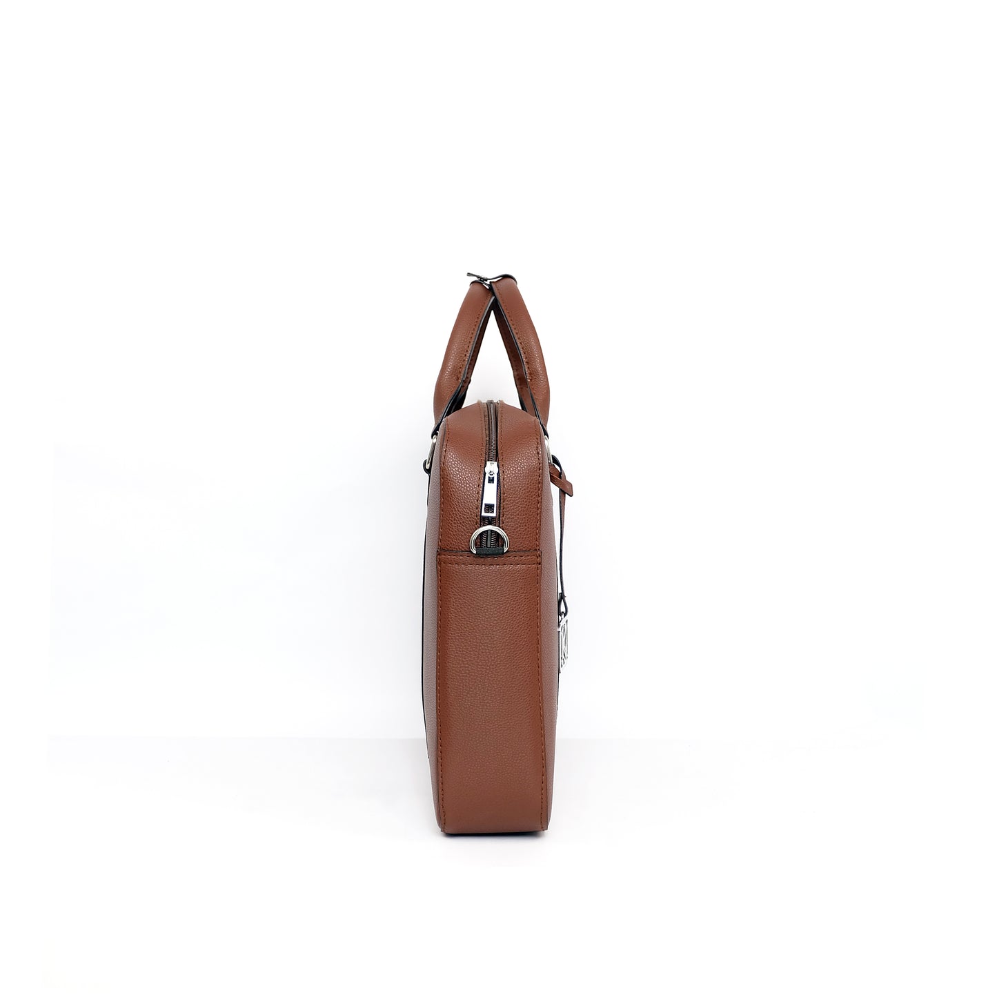 RAJAH Laptop Bag in Grained Choco (Silver Hardware) - PU Leather