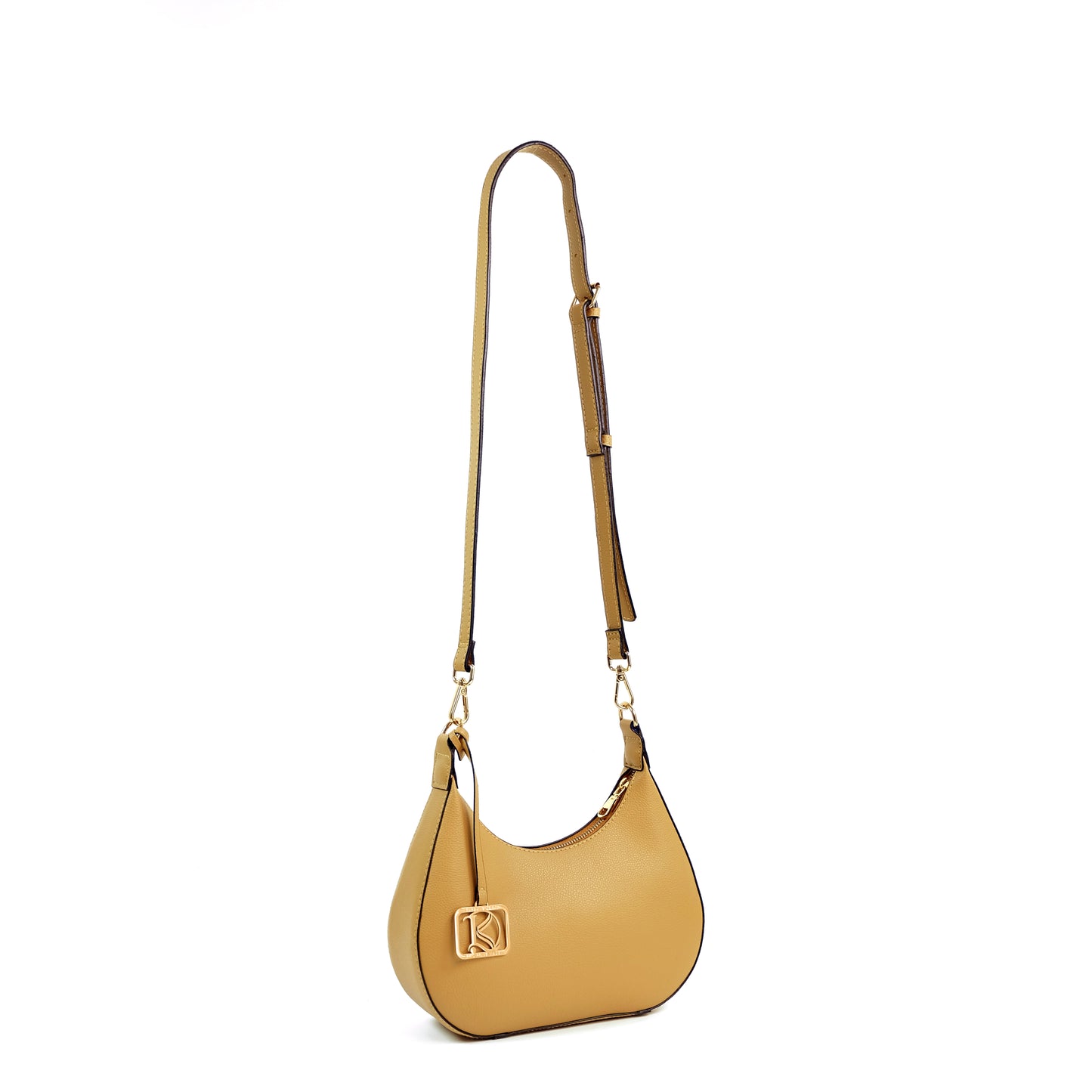 SOL Crescent Hobo Bag in Grained Beige - PU Leather