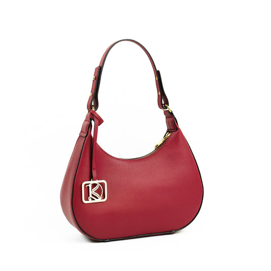 SOL Crescent Hobo Bag in Grained Berry - PU Leather