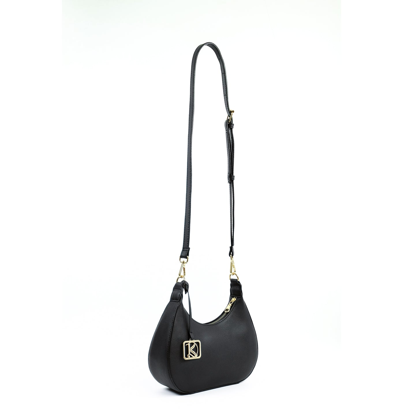 SOL Crescent Hobo Bag in Grained Black - PU Leather