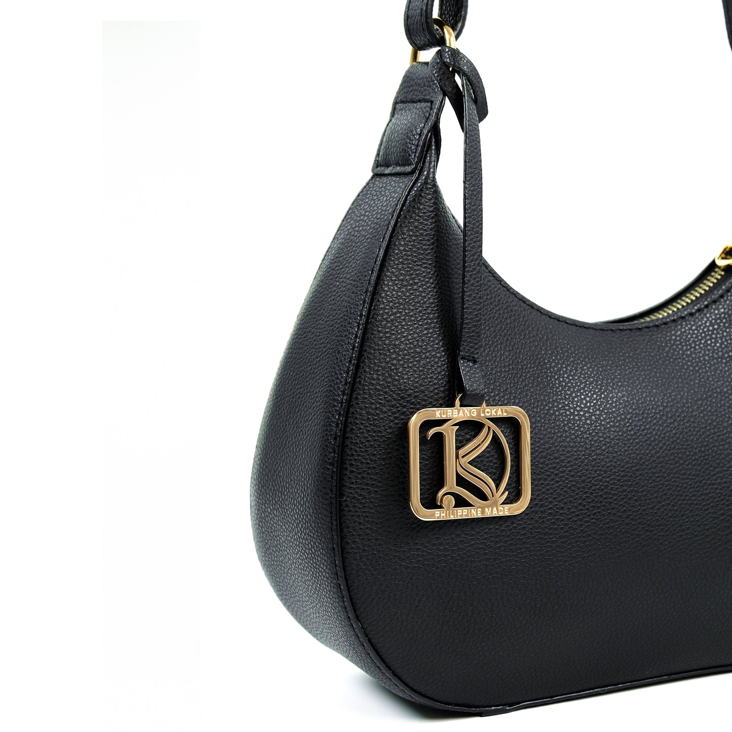 SOL Crescent Hobo Bag in Grained Black - PU Leather
