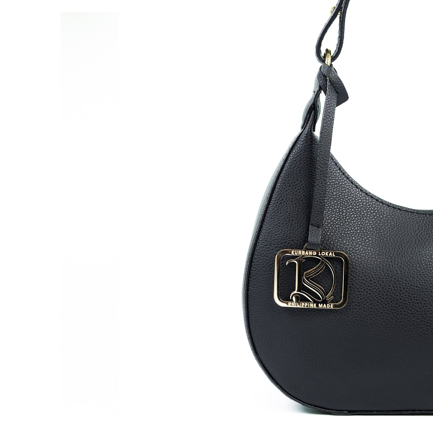 SOL Crescent Hobo Bag in Grained Black - PU Leather