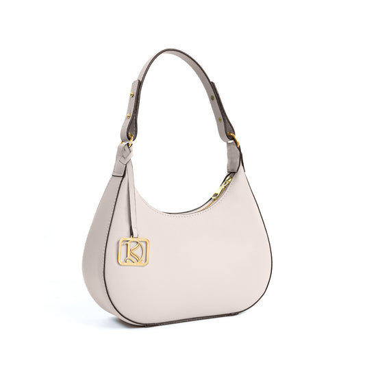 SOL Crescent Hobo Bag in Grained Bone - PU Leather