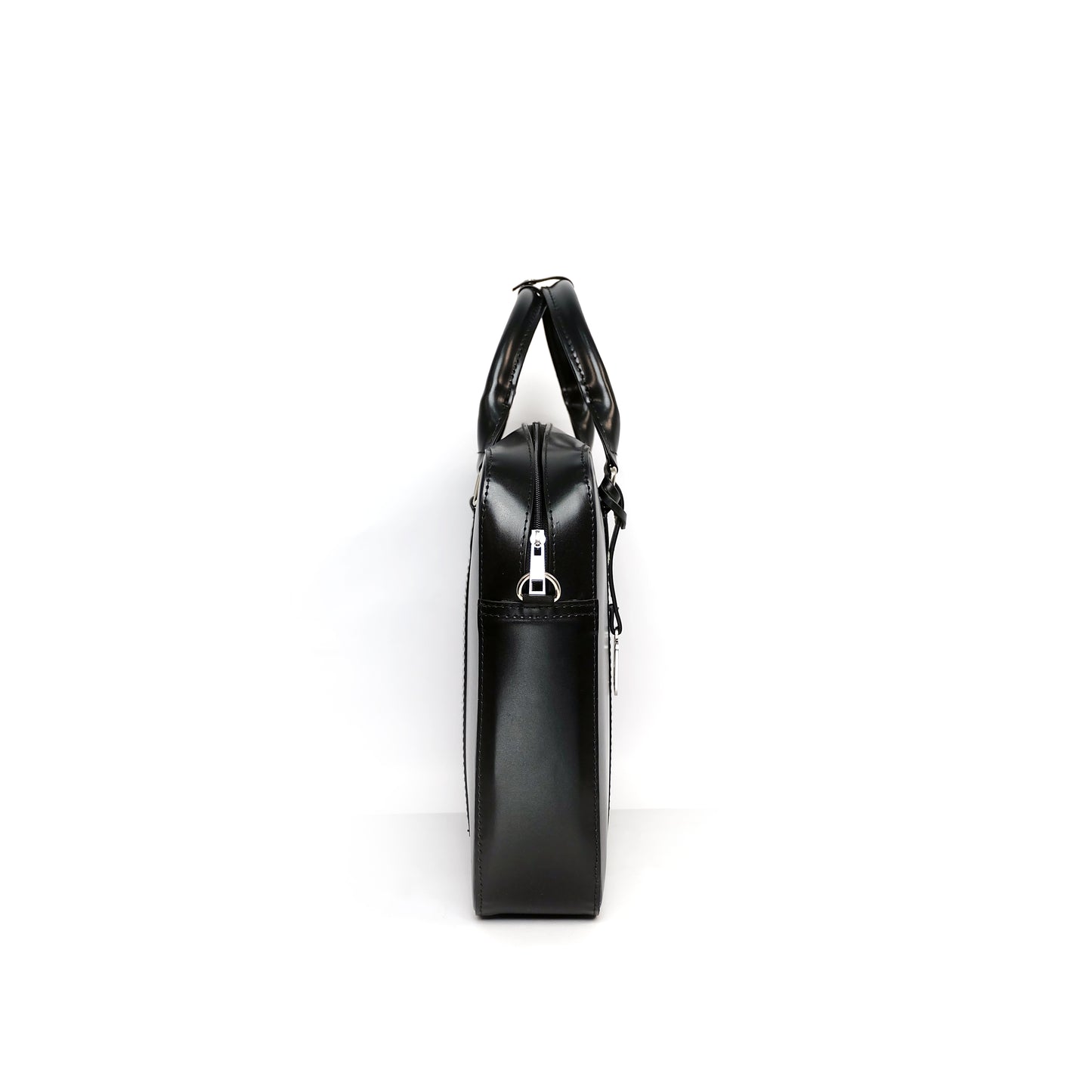 RAJAH Laptop Bag in Jet Black (Silver Hardware) - PU Leather
