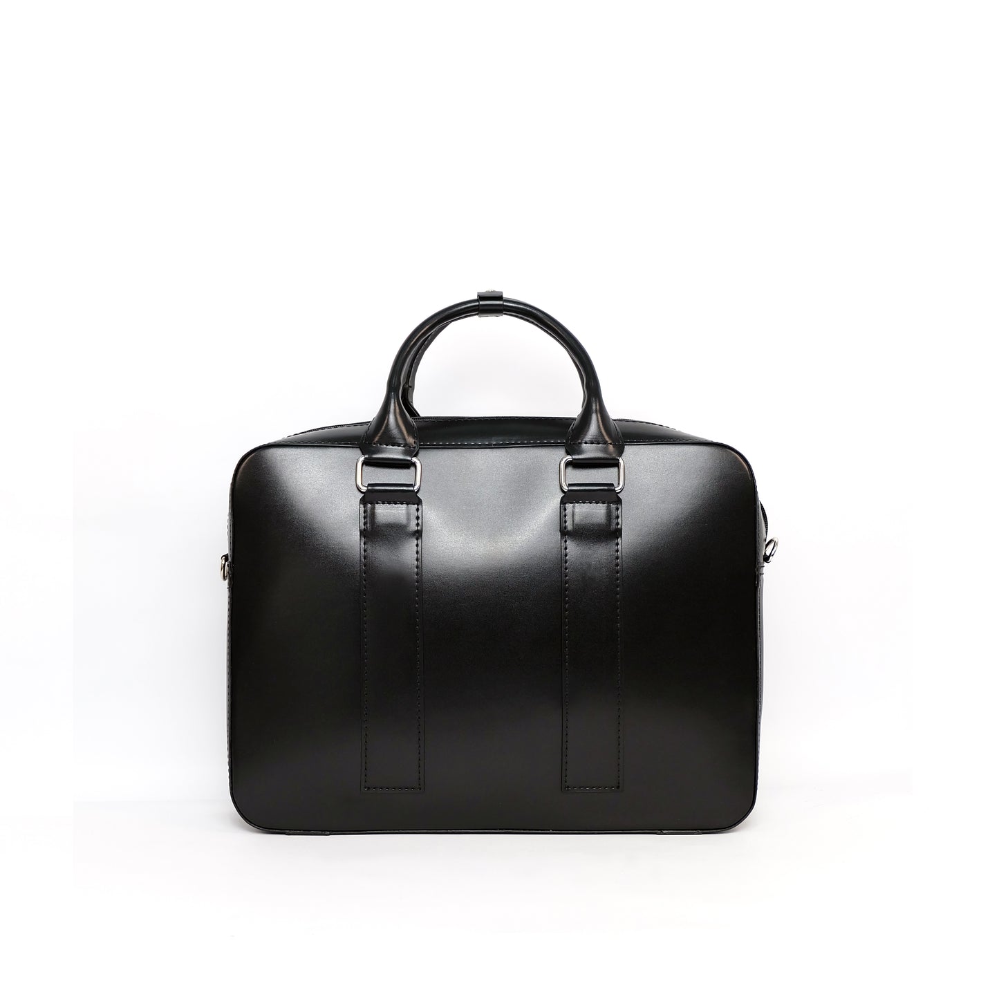 RAJAH Laptop Bag in Jet Black (Silver Hardware) - PU Leather