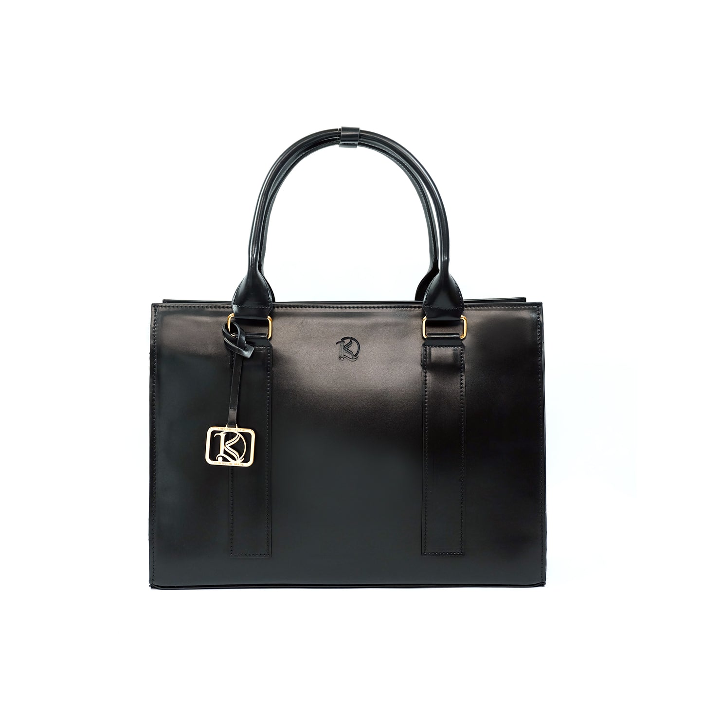 AMIRA 2.0 Laptop Tote Bag in Jet Black (Gold Hardware) - PU Leather
