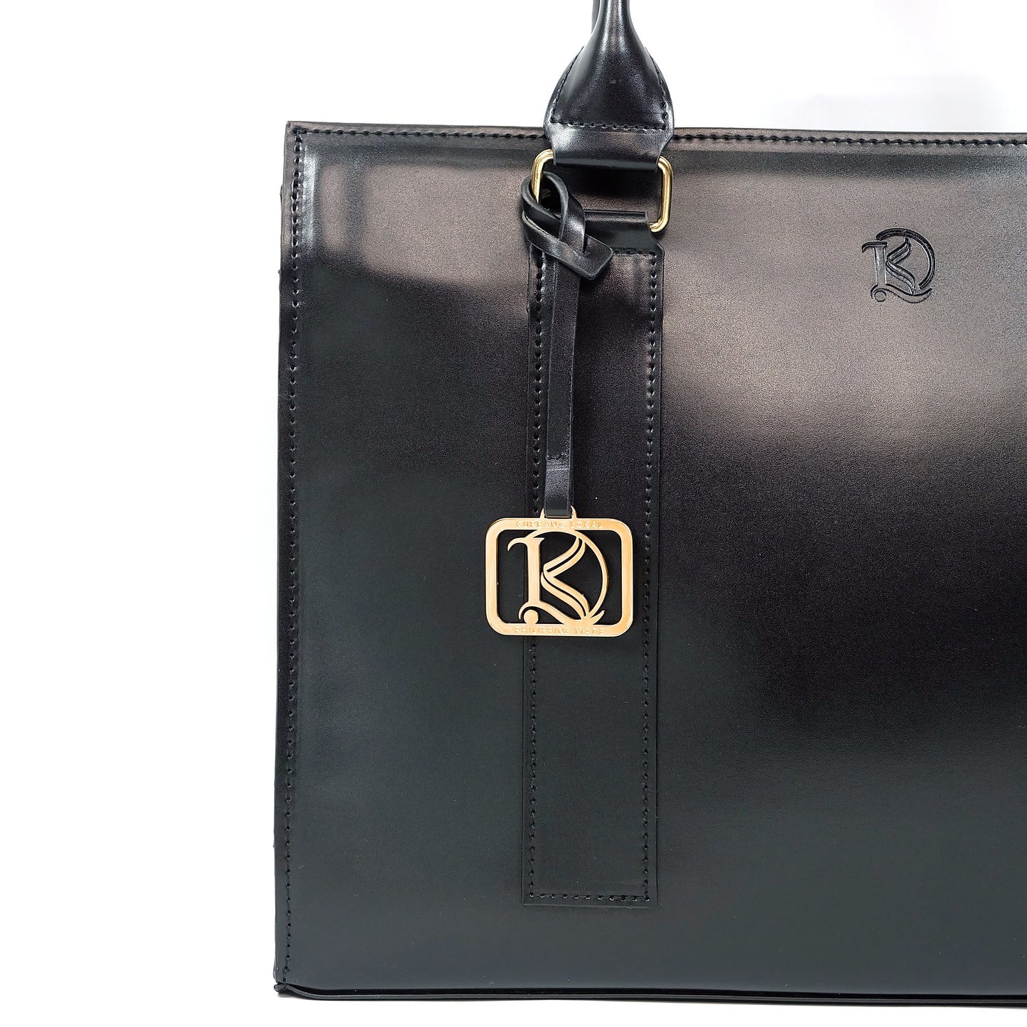 AMIRA 2.0 Laptop Tote Bag in Jet Black (Gold Hardware) - PU Leather