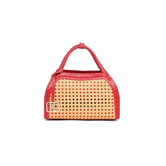 KAIA Kettle Bag in Croco Red - Full Cowhide x Solihiya