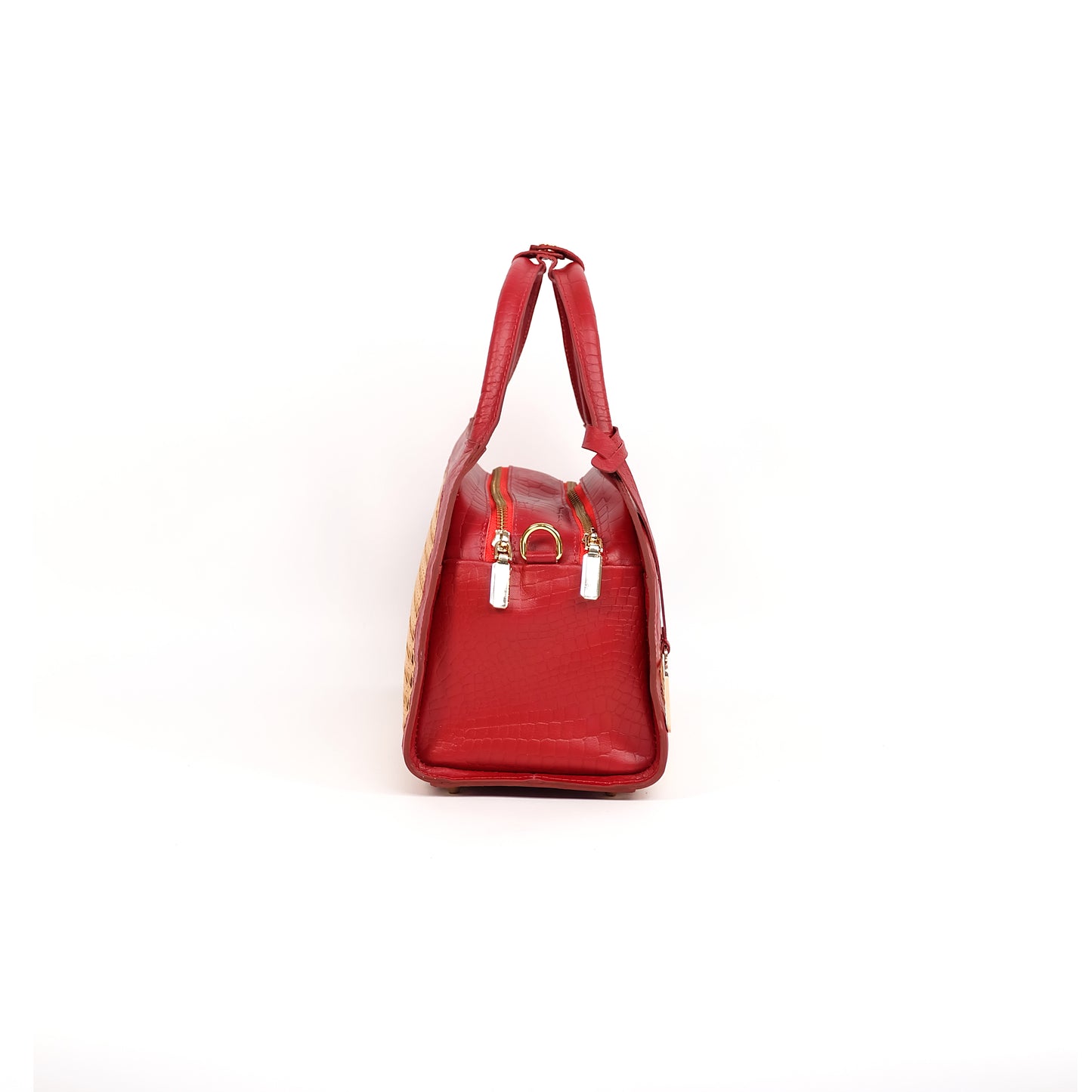 KAIA Kettle Bag in Croco Red - Full Cowhide x Solihiya