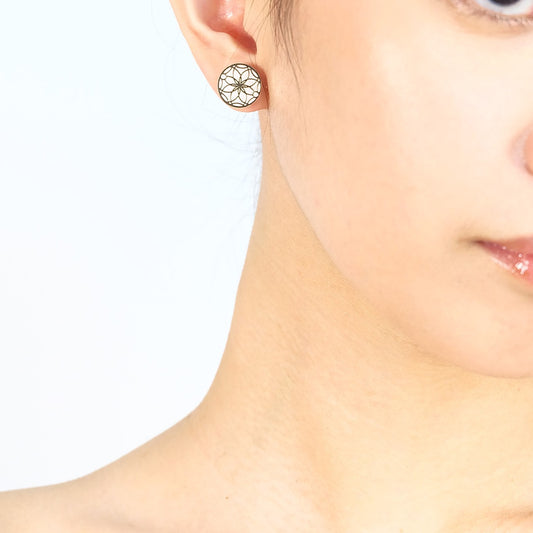 Round Gold-framed Flat Studs - Polymer Clay