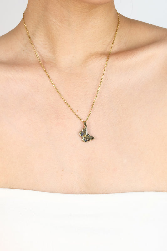 Dainty Butterfly Necklace in Gold - Polymer Clay/Resin