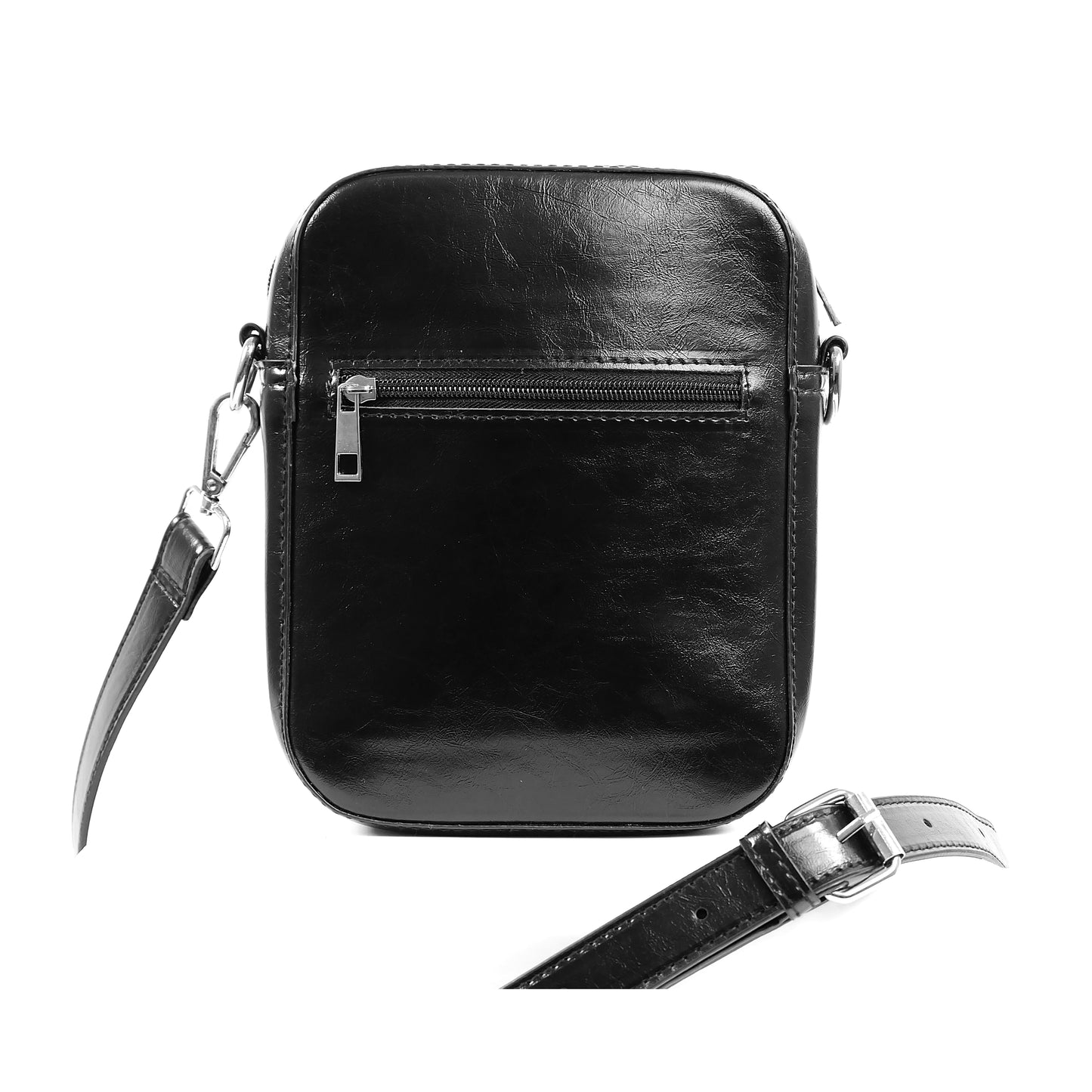(CLEARANCE) TIKAS Bag in Oil Black - PU Leather