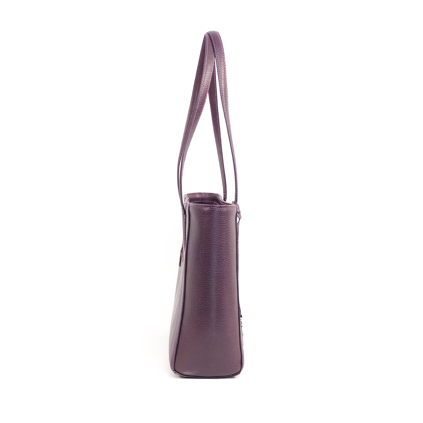 TATIANA Medium Tote Bag in Grained Regal Purple - Genuine Leather