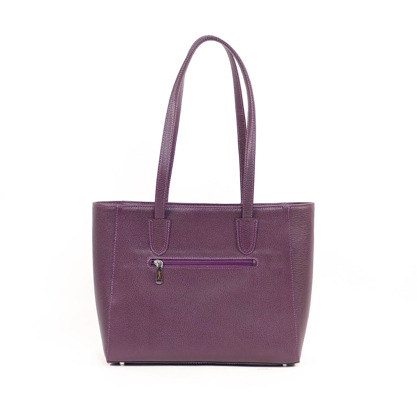 TATIANA Medium Tote Bag in Grained Regal Purple - Genuine Leather