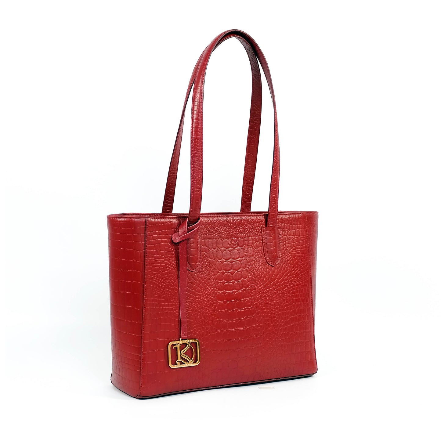 TATIANA Medium Tote Bag in Croco Red - Genuine Leather