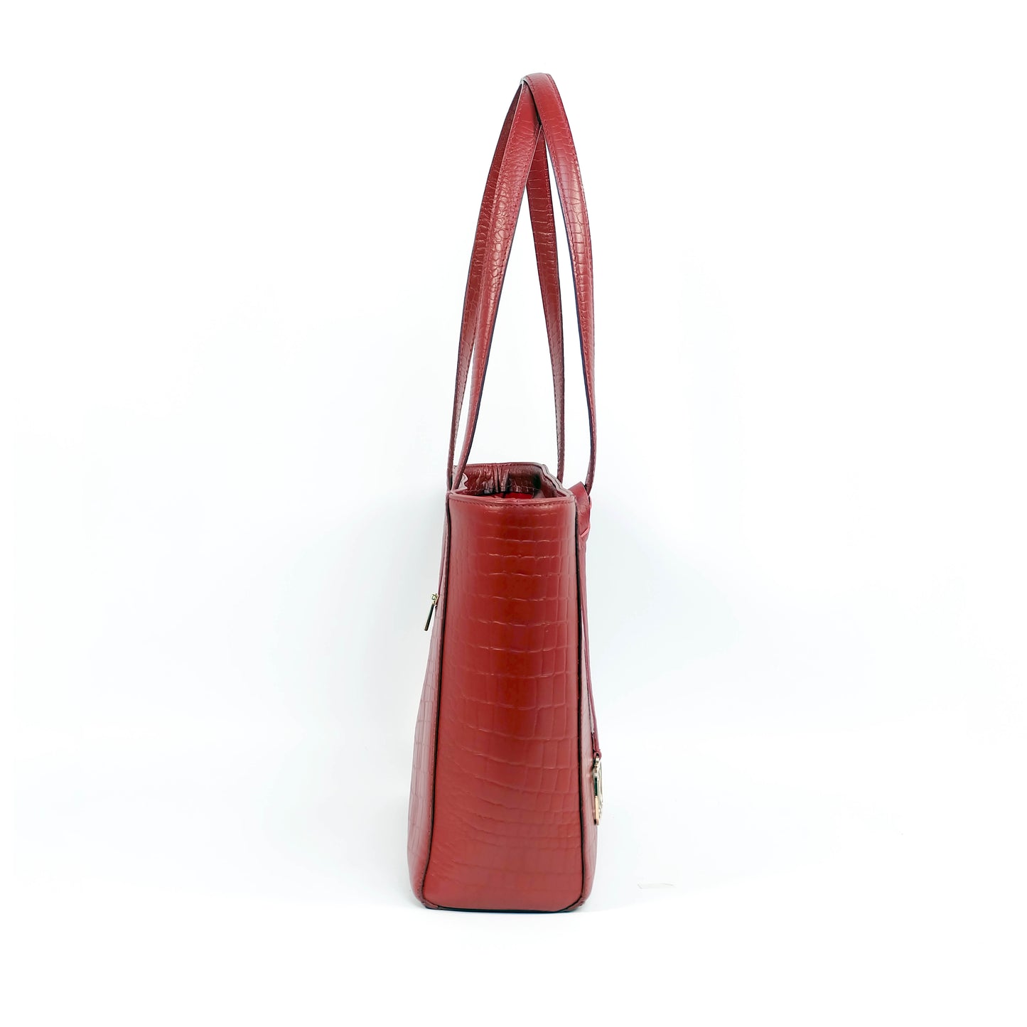 TATIANA Medium Tote Bag in Croco Red - Genuine Leather