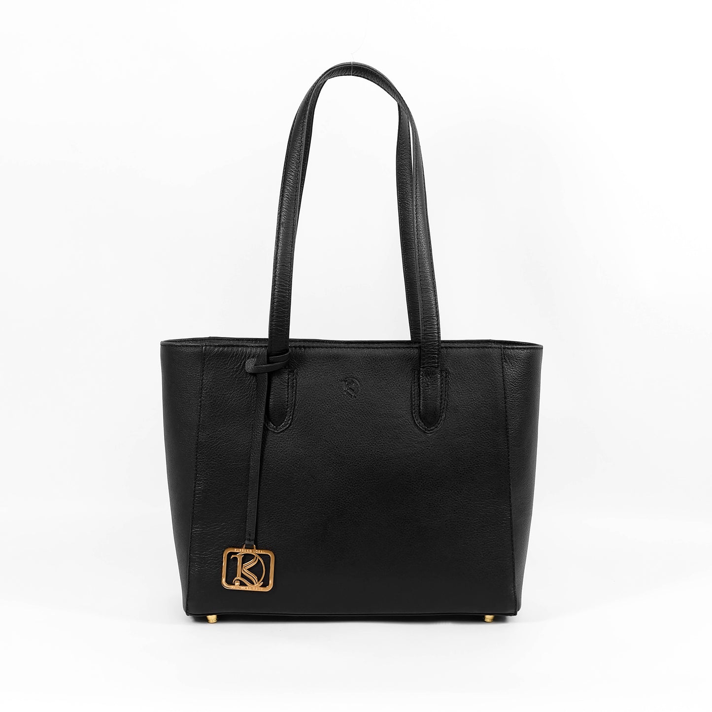 TATIANA Medium Tote Bag in Grained Black - Genuine Leather