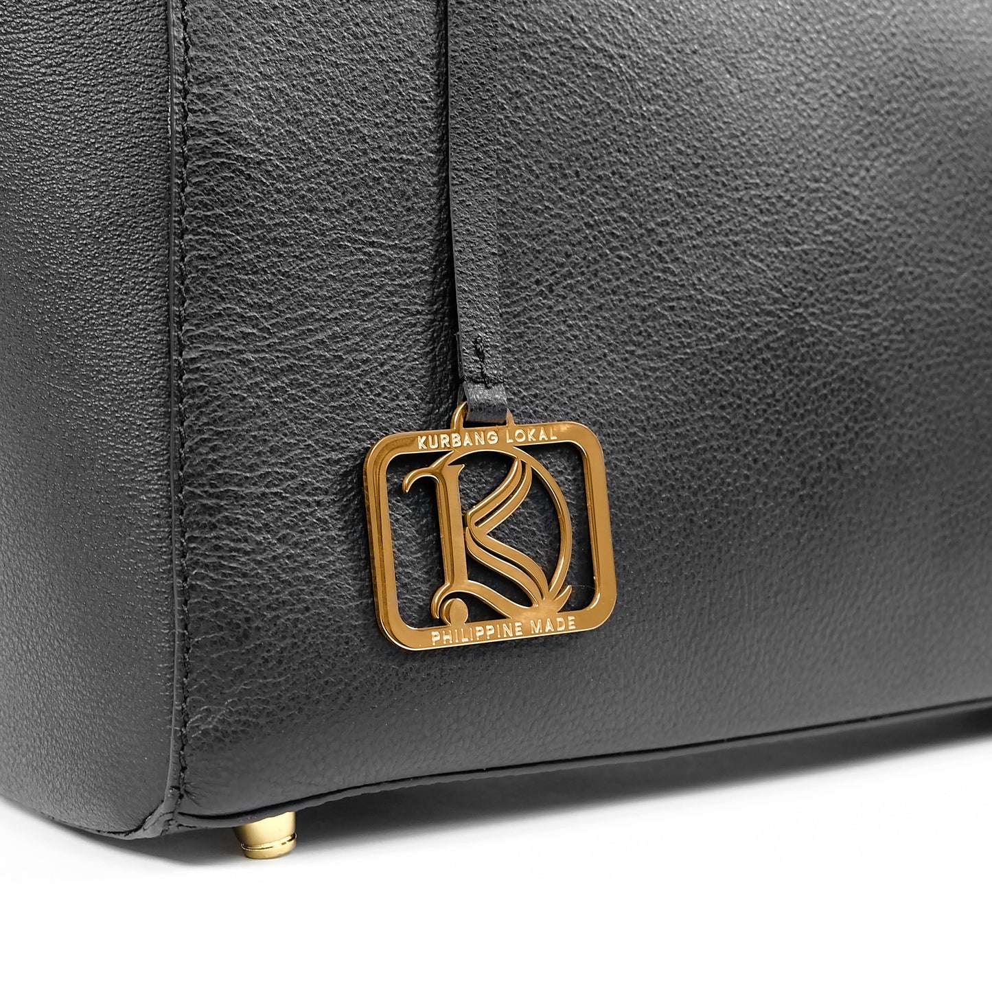 TATIANA Medium Tote Bag in Grained Black - Genuine Leather