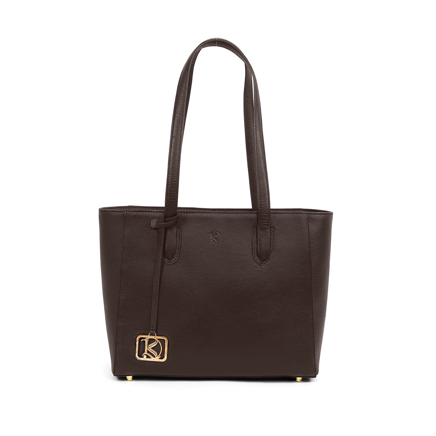 TATIANA Medium Tote Bag in Grained Dark Brown - Genuine Leather