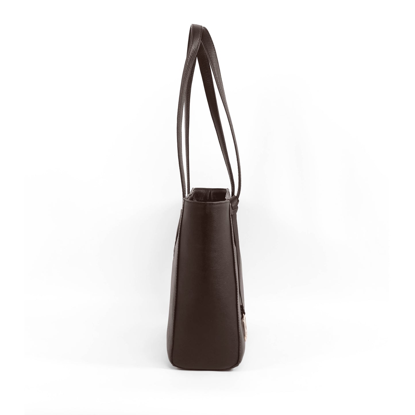 TATIANA Medium Tote Bag in Grained Dark Brown - Genuine Leather
