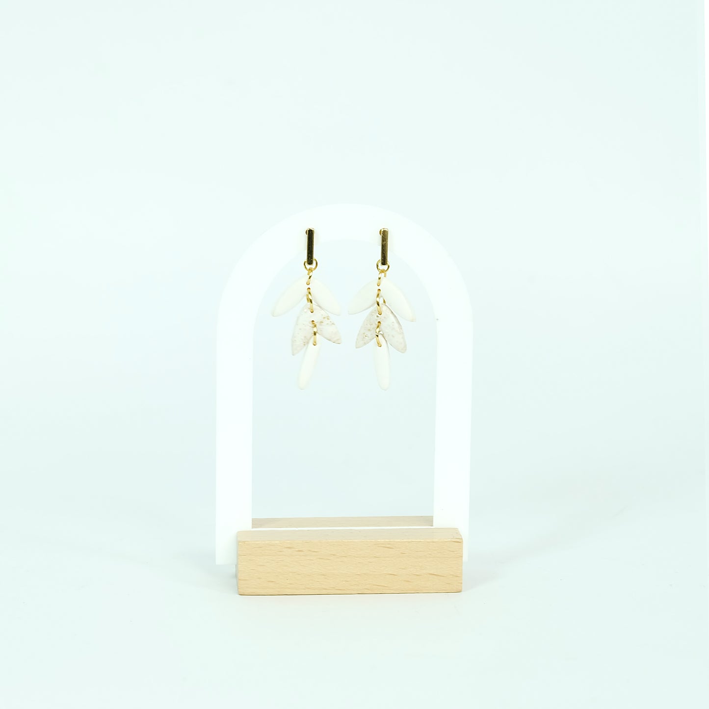 Minimalist Leaf Drop Earrings - Polymer Clay
