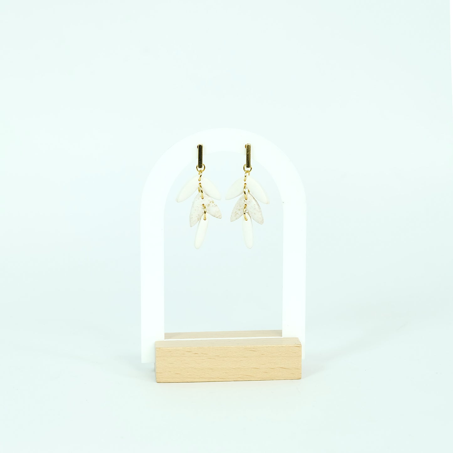 Minimalist Leaf Drop Earrings - Polymer Clay
