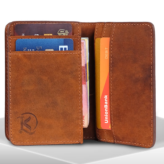 Baltazar Card Holder Wallet in Vintage Tan - Genuine Leather