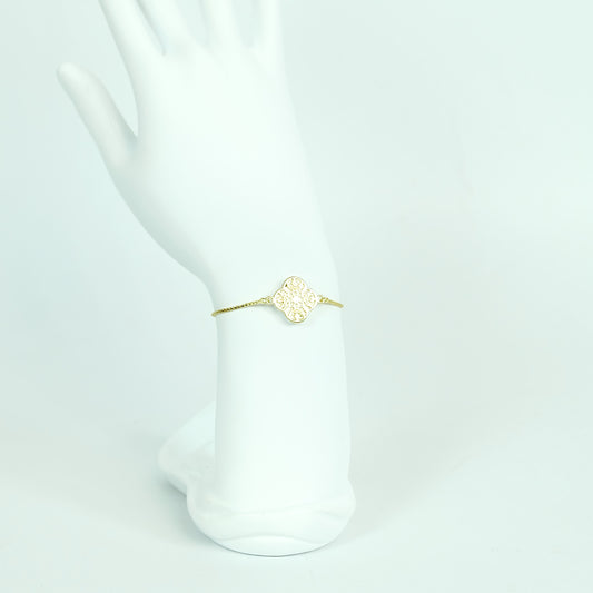 Four-leaf Clover Adjustable Bracelet in Gold - Polymer Clay/Resin