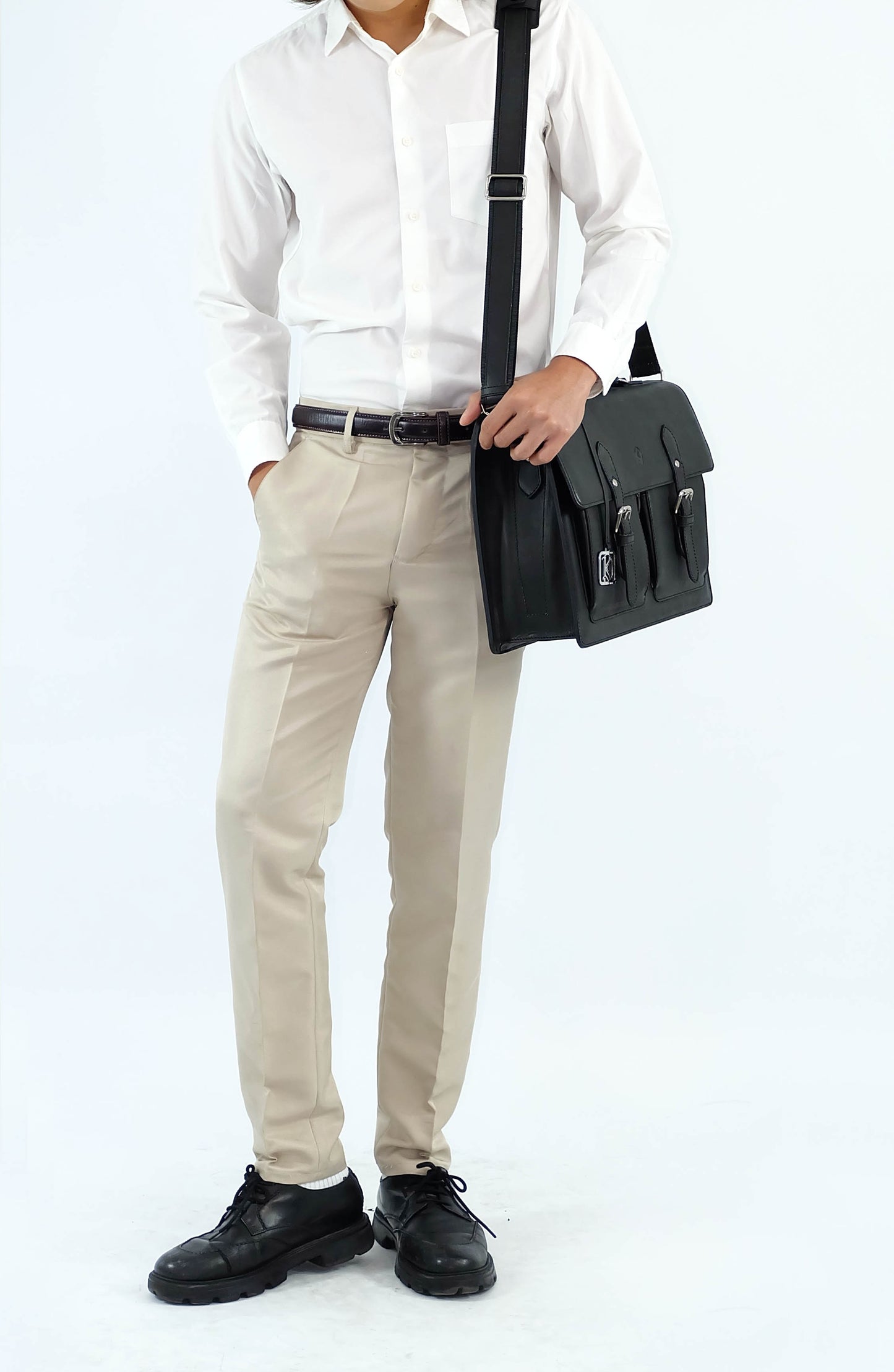 SULTAN Laptop Bag in Black Silver - Genuine Leather