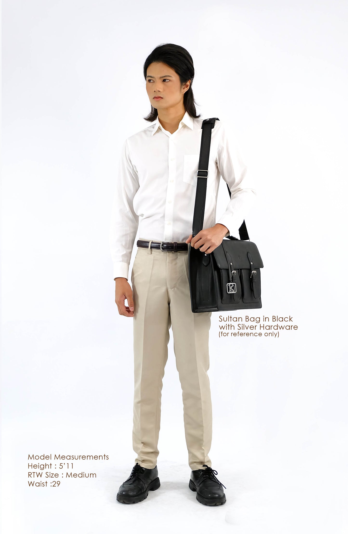 SULTAN Laptop Bag in Black Silver - Genuine Leather