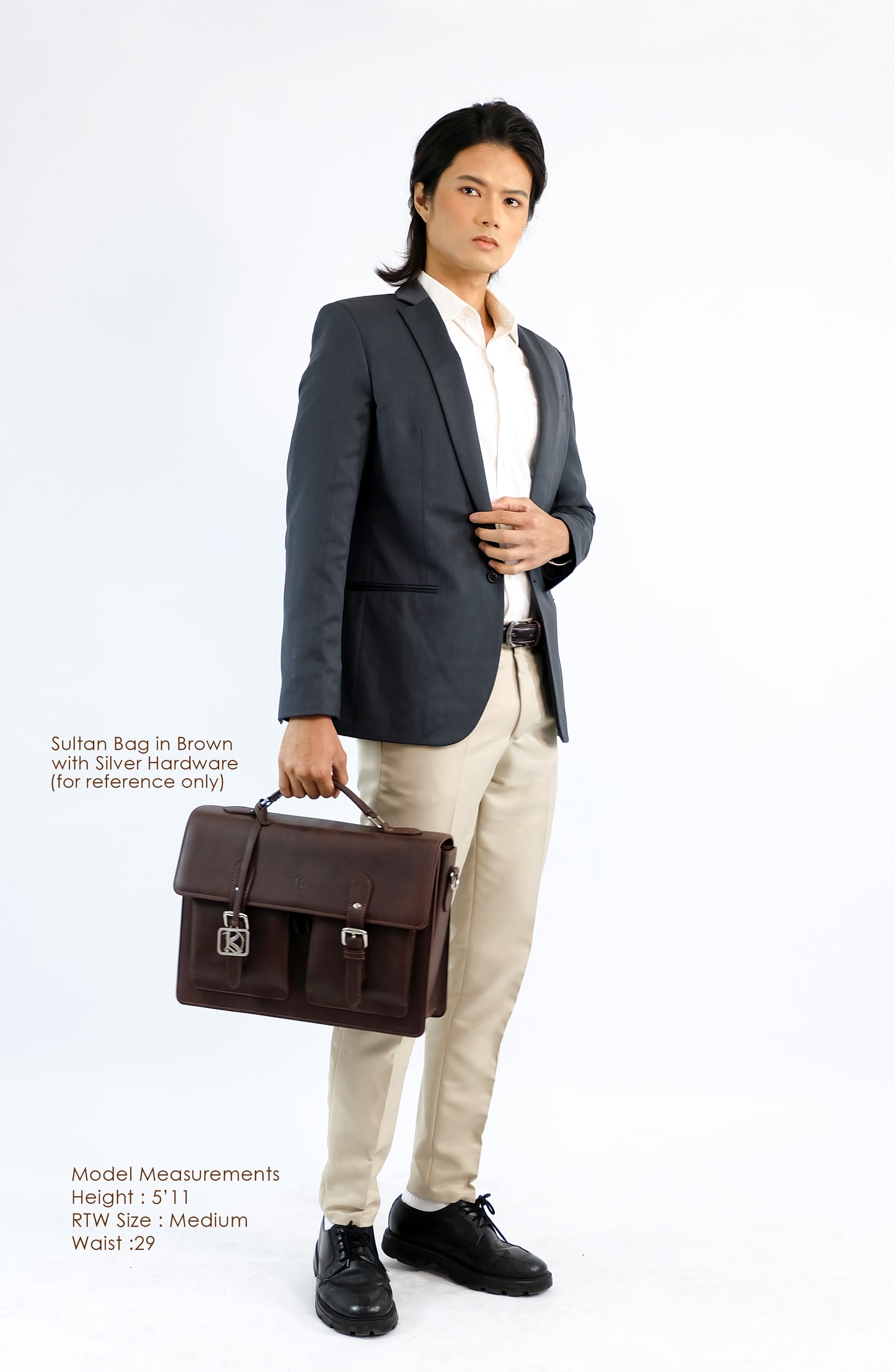 SULTAN Laptop Bag in Vintage Dark Brown Gold - Genuine Leather
