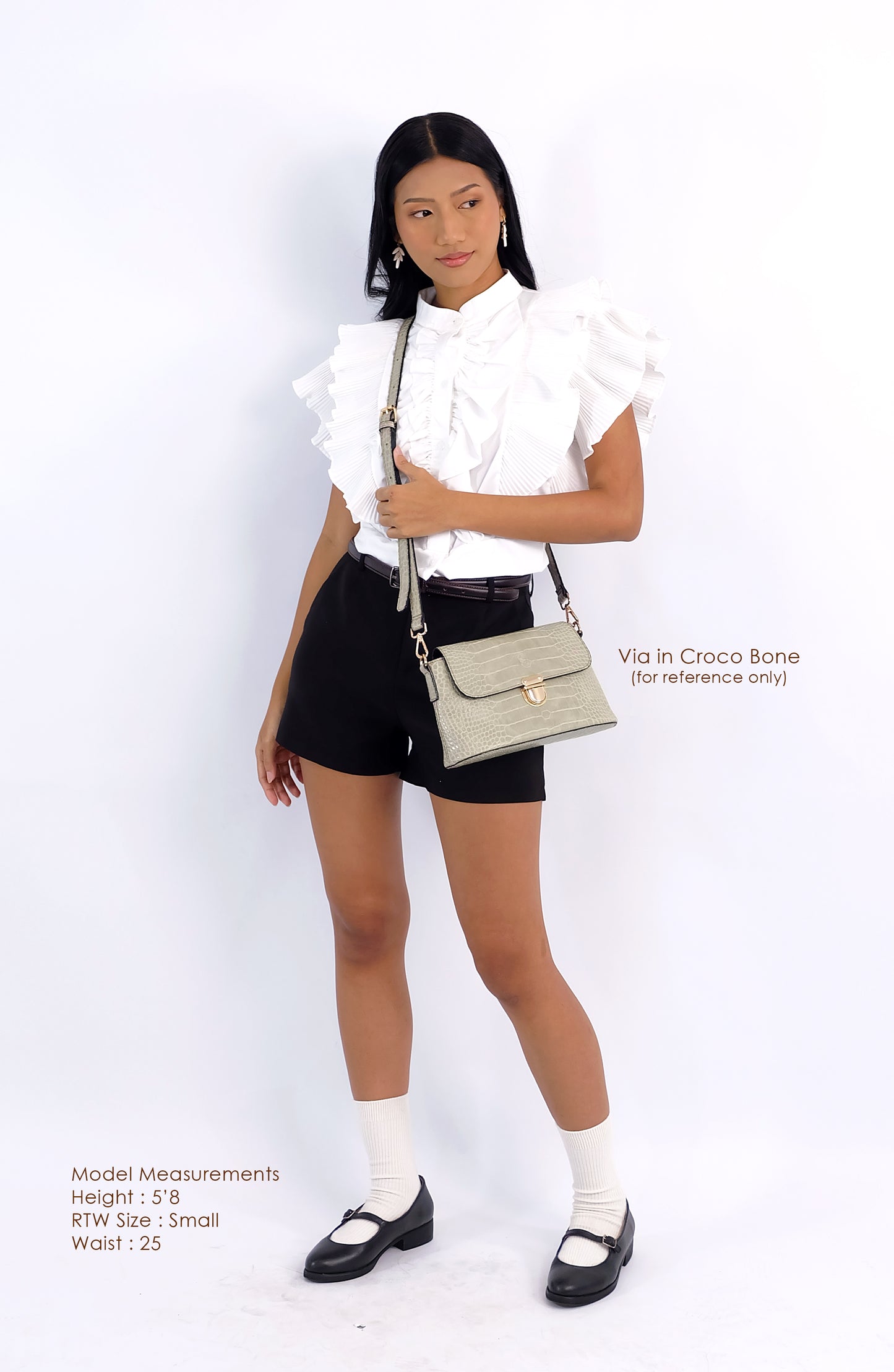 (CLEARANCE) VIA Bag in Croco Black - PU Leather