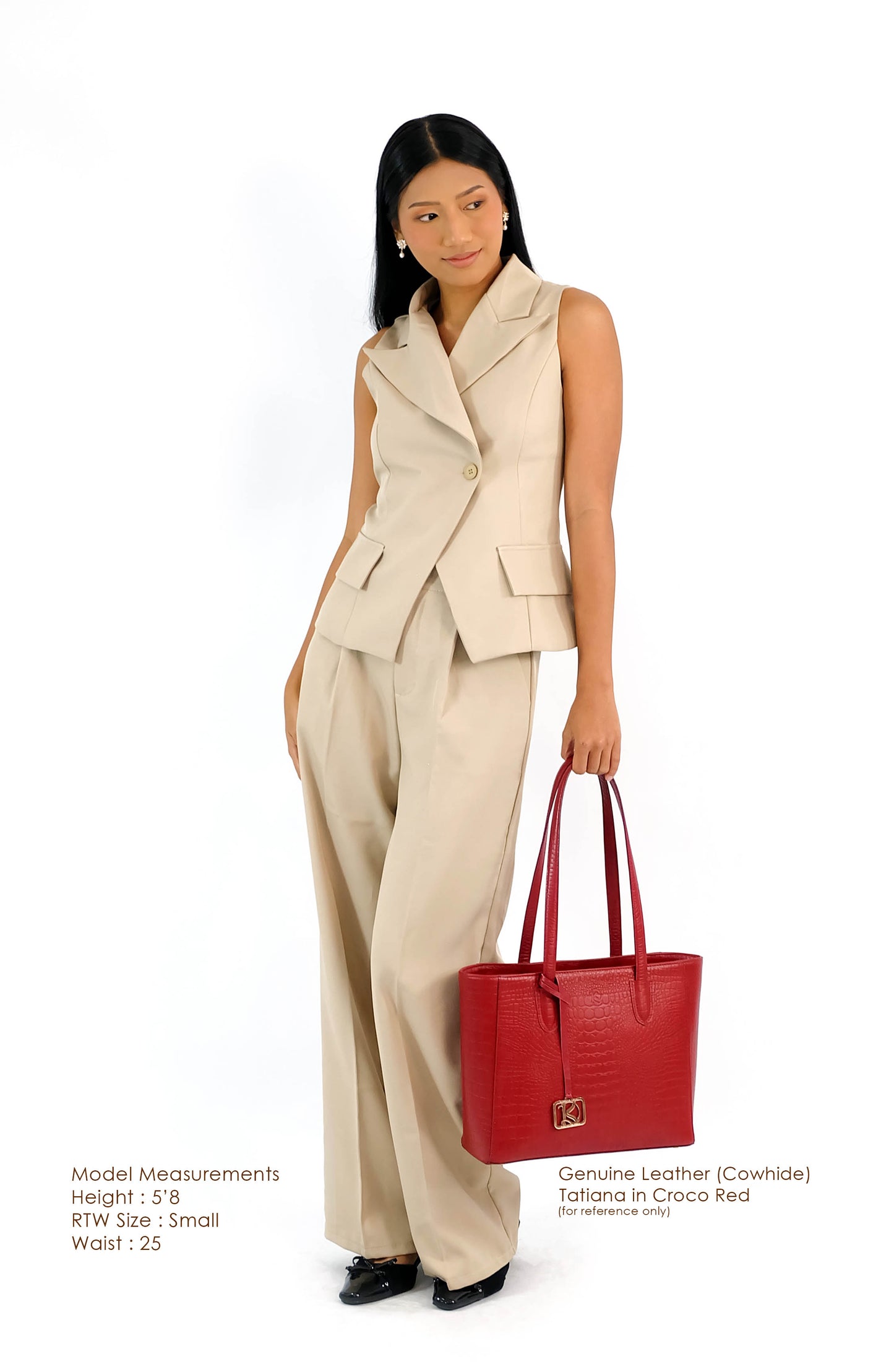TATIANA Medium Tote Bag in Grained Regal Purple - Genuine Leather