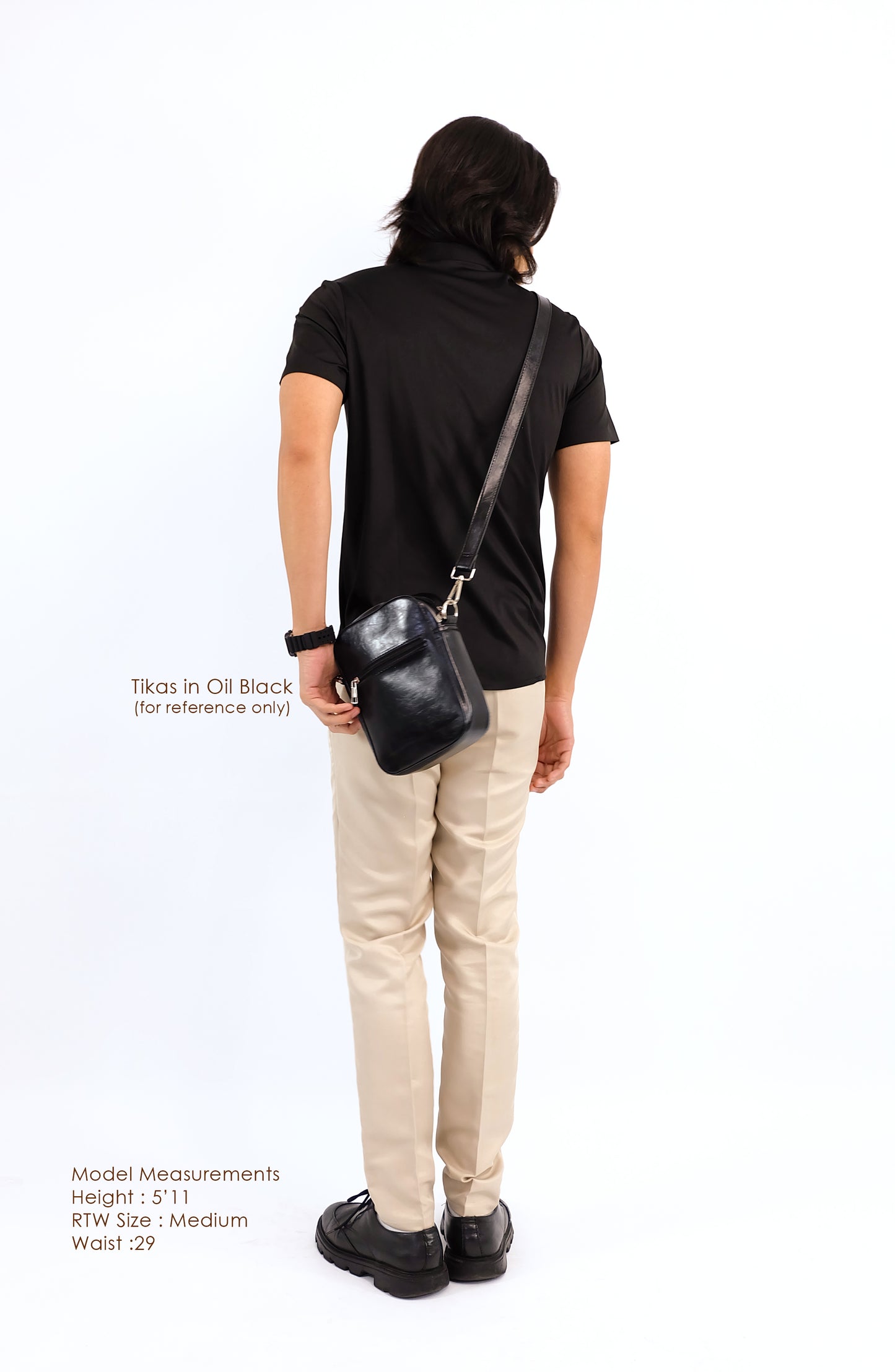 (CLEARANCE) TIKAS Bag in Oil Black - PU Leather