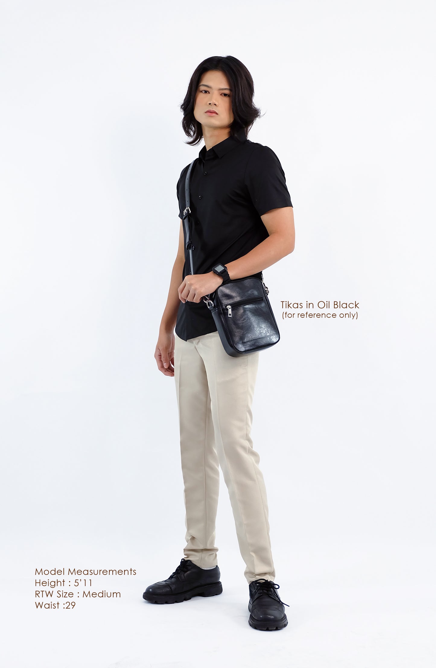 (CLEARANCE) TIKAS Bag in Oil Black - PU Leather