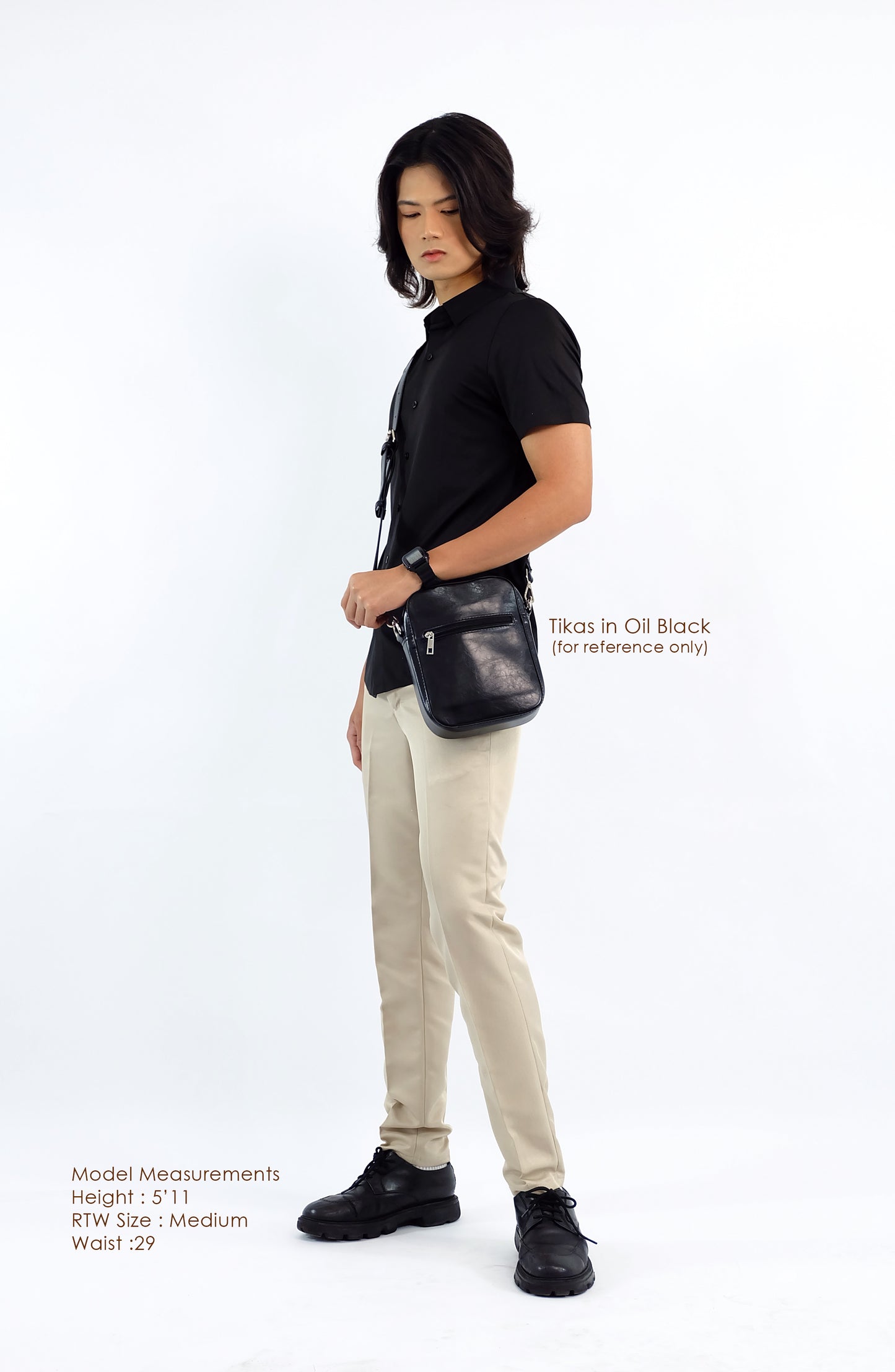 (CLEARANCE) TIKAS Bag in Oil Black - PU Leather