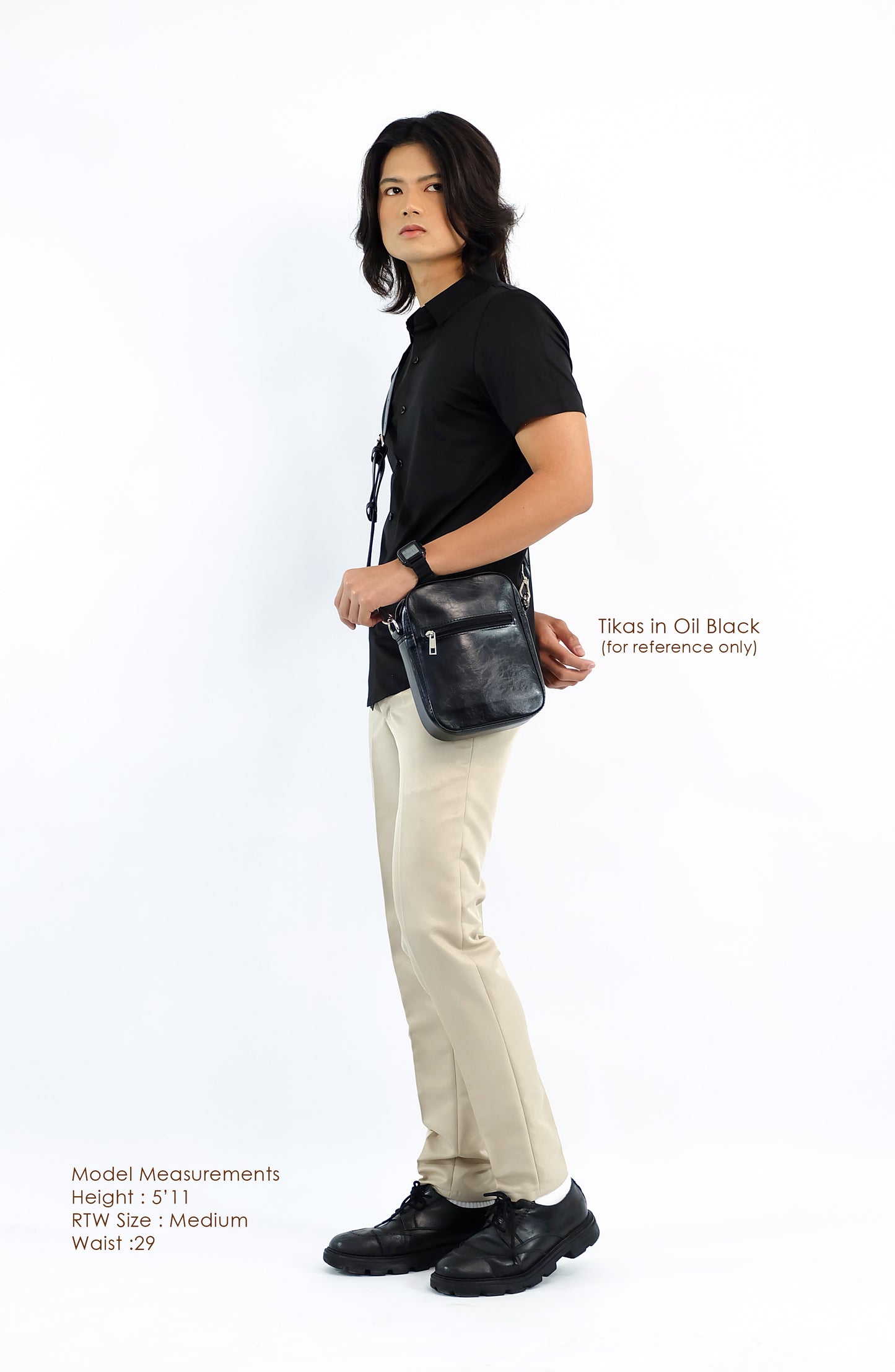 (CLEARANCE) TIKAS Bag in Oil Black - PU Leather