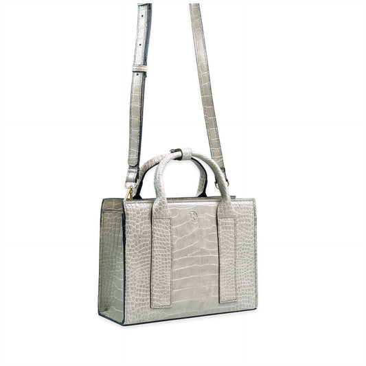 (CLEARANCE) SAFIRA Bag in Croco Bone - PU Leather